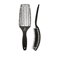 INATEKPRO Curved Vented Boar Bristle Detangler Brush - WHITE | MEDIUM