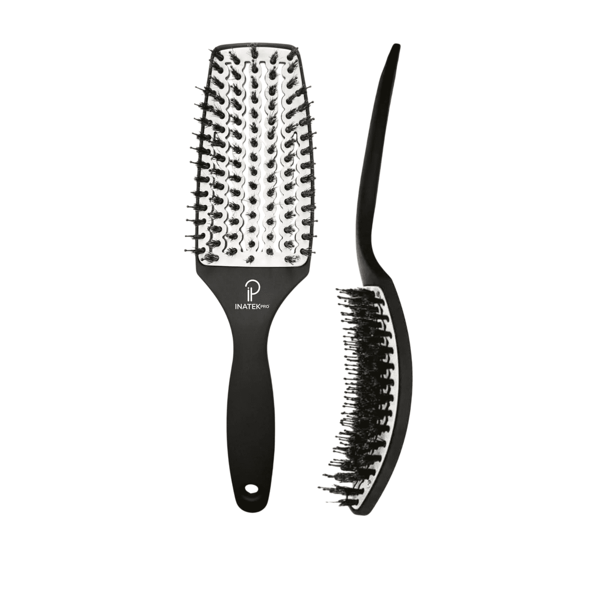 INATEKPRO Curved Vented Boar Bristle Detangler Brush - WHITE | MEDIUM