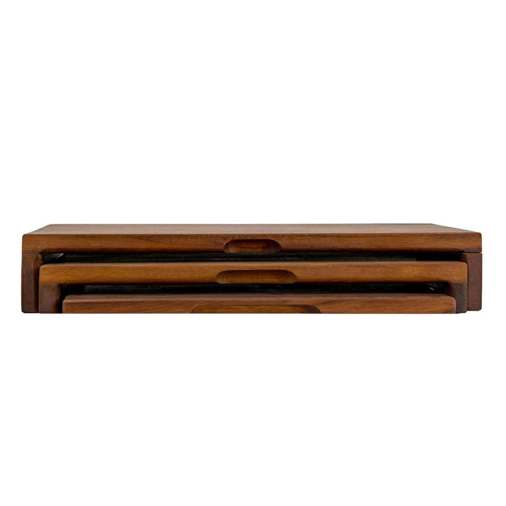 Lava Cast Iroko Wooden Serving Board Set - Durable Rectangular Cutting Board for Meat and Food Serving, 9.84 x 15.75 inches
