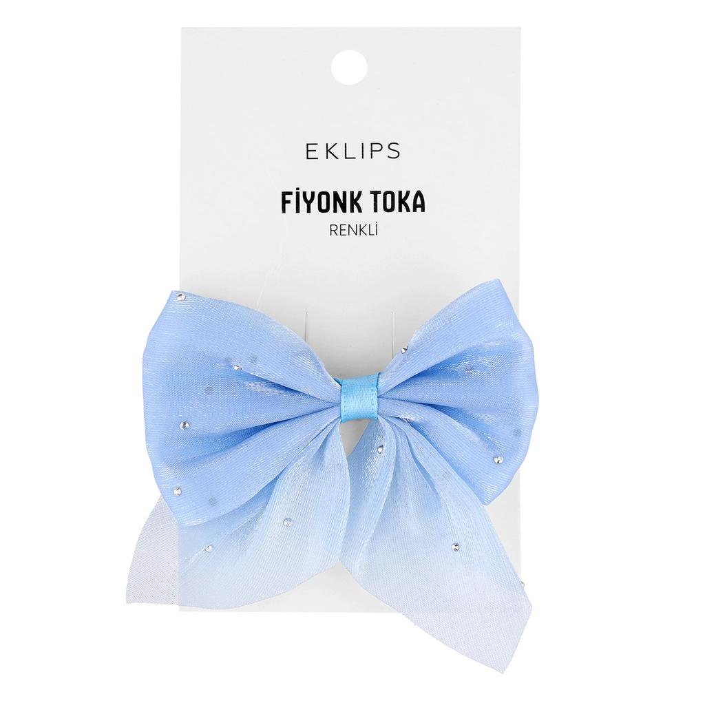 Eklips Blue Rhinestone Bow Hair Clip for Elegant Styling