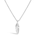 14K White Gold Diamond Accent Feather Pendant Necklace