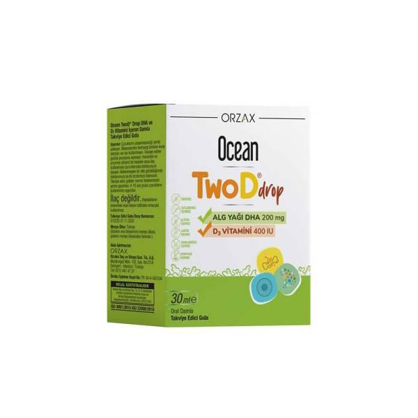 Ocean TwoDrop DHA 200mg + Vitamin D3 Drops: Brain & Bone Support - Liquid Omega 3 Supplement for Kids & Adults