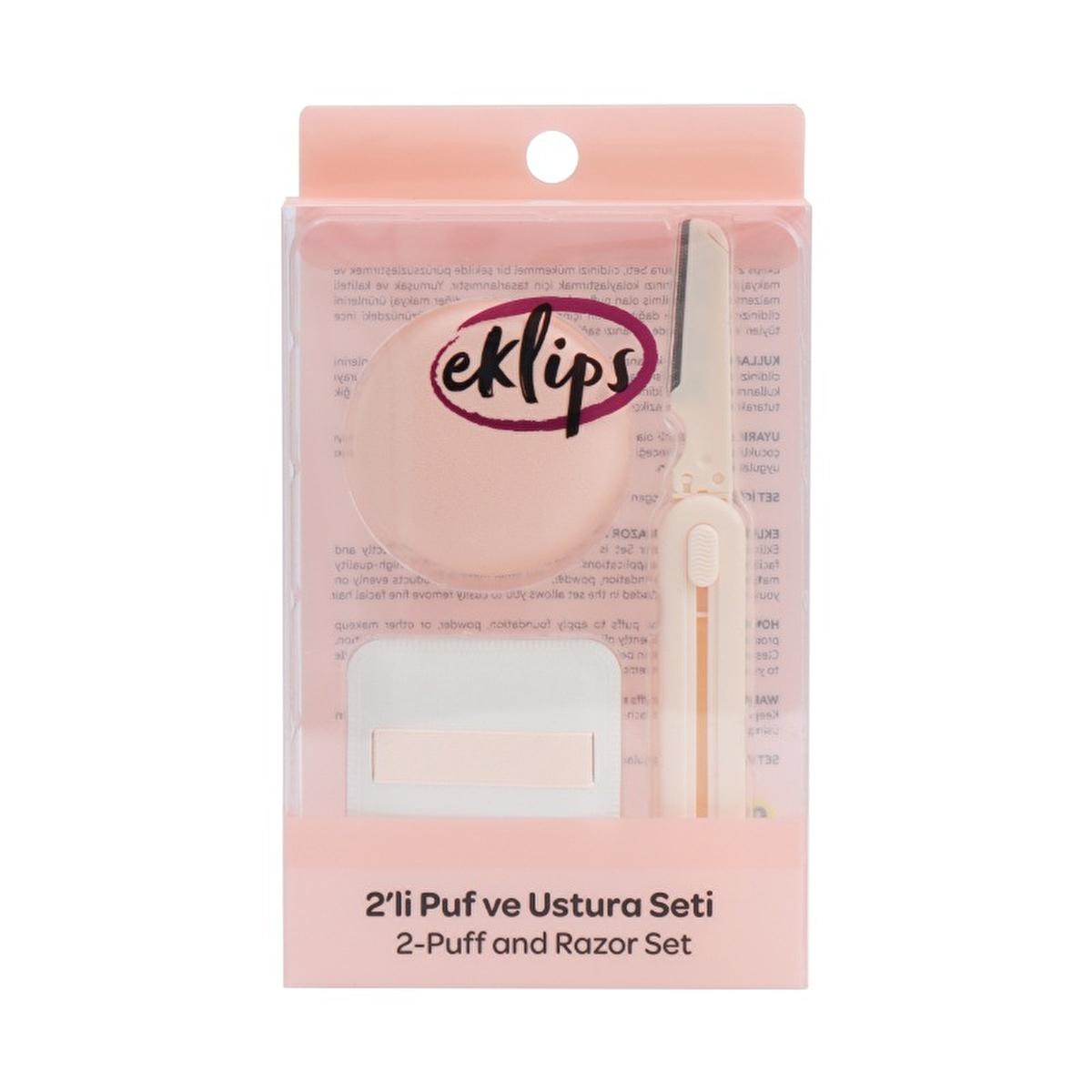Eklips Makeup and Grooming Set - 2 Piece Puff and Razor Set for Flawless Makeup and Precise Grooming