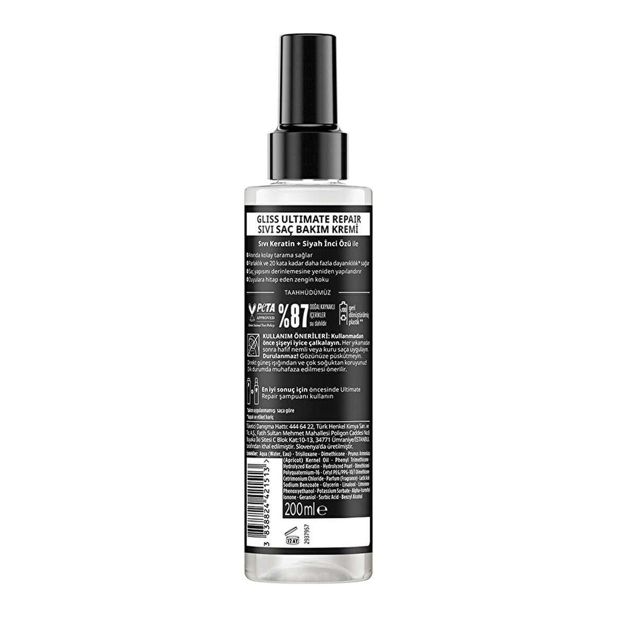 Gliss Ultimate Repair: Keratin Hair Repair Treatment & Heat Protectant Spray for Damaged, Dry Hair - Detangler & Split End Repair