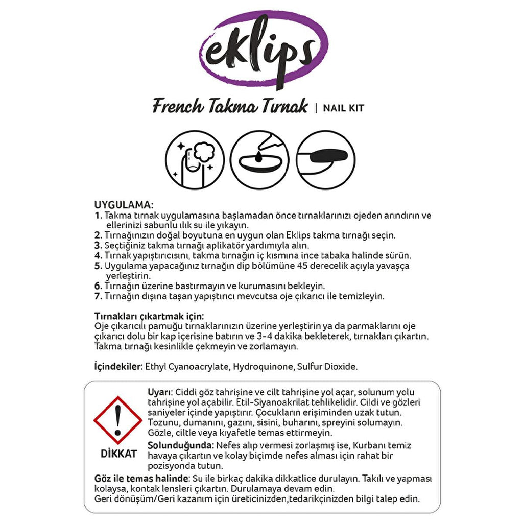 Eklips French Beige Oval False Nails - Easy Application Press On Nails for a Perfect At-Home Manicure