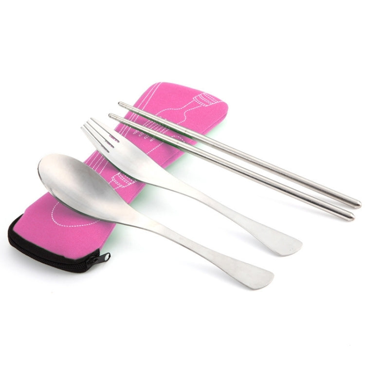 Three-Piece Outdoor Cutlery(Rose Red)