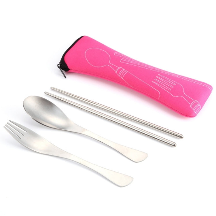 Three-Piece Outdoor Cutlery(Rose Red)