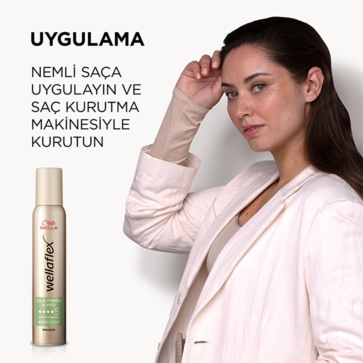 Wella Wellaflex: Ultra Strong Hold & Silky Finish Hair Mousse - 24H Lasting, Vegan, UV Protection - Non-Sticky Styling for Dry Hair