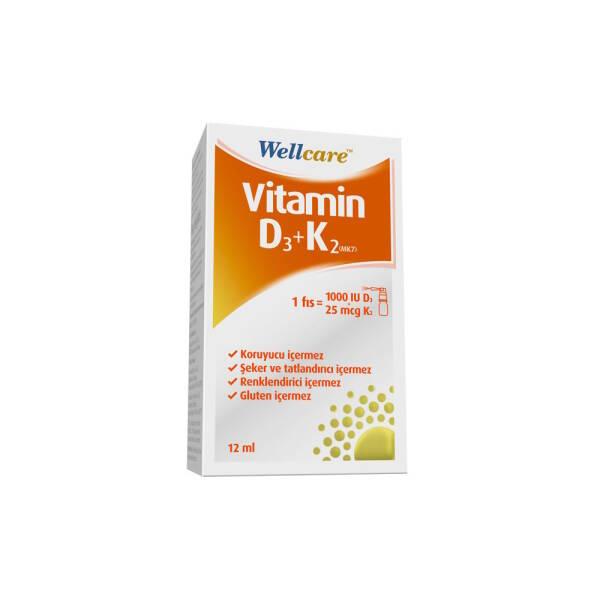Wellcare Vitamin D3+K2 Spray Supplement 12ml - Immune System Support & Bone Health