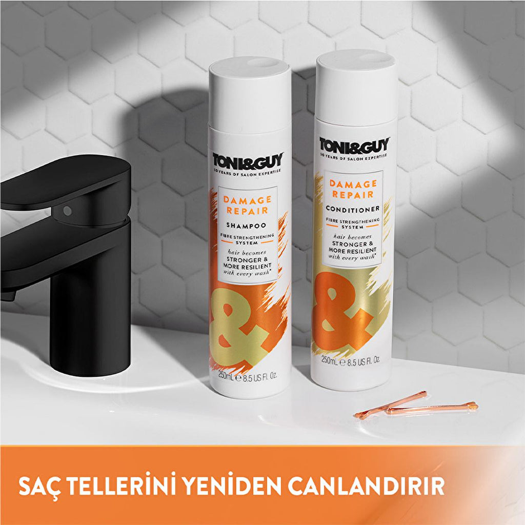 Toni&Guy Shampoo for Damaged Hair - Gentle, Non-Greasy Cleansing & Volume Boost - 250ml