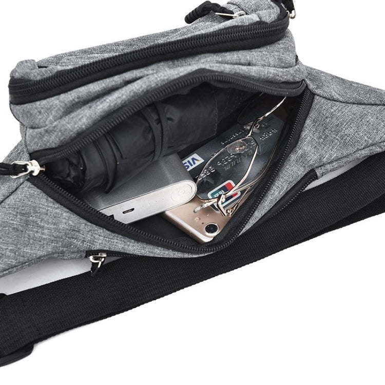 Pure Color Multi-function Pockets Waterproof Chest Bag Waist Crossbody Sports Bag (Black)