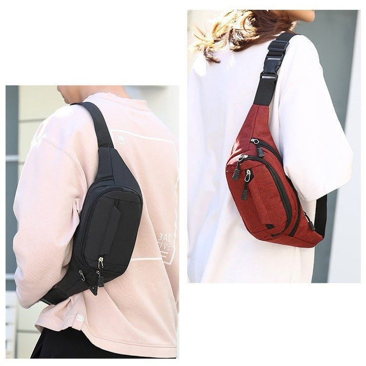 Pure Color Multi-function Pockets Waterproof Chest Bag Waist Crossbody Sports Bag (Grey)