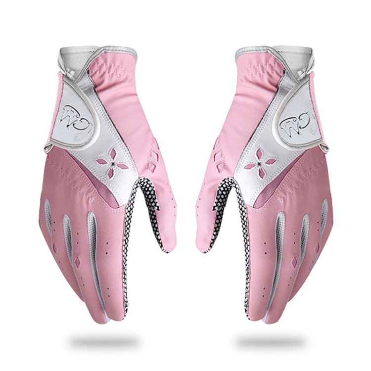 PGM One Pair Golf Non-Slip PU Leather Gloves for Women (Color:Pink Size:21)