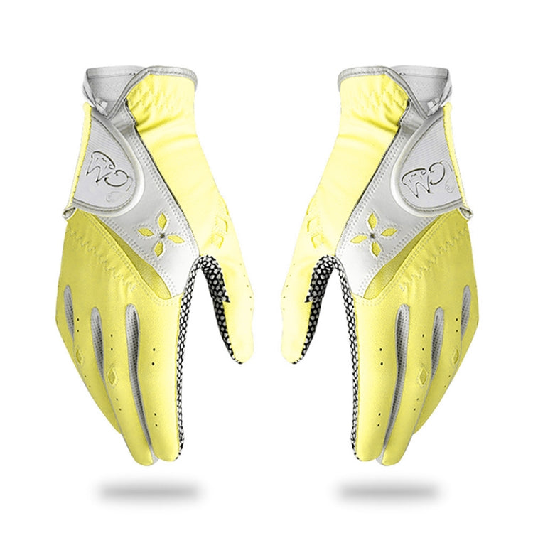 PGM One Pair Golf Non-Slip PU Leather Gloves for Women (Color:Yellow Size:20)