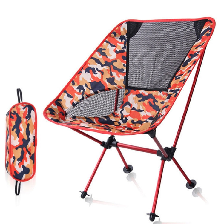 Outdoor Camouflage Portable Folding Camping Chair Light Fishing Beach Chair Aviation Aluminum Alloy Backrest Recliner