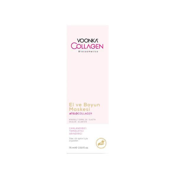 Voonka Collagen Hand and Neck Mask: Anti-Aging Atelocollagen Treatment for Wrinkle Reduction, Skin Firming, Hydration - 75ml / 2.54 fl oz