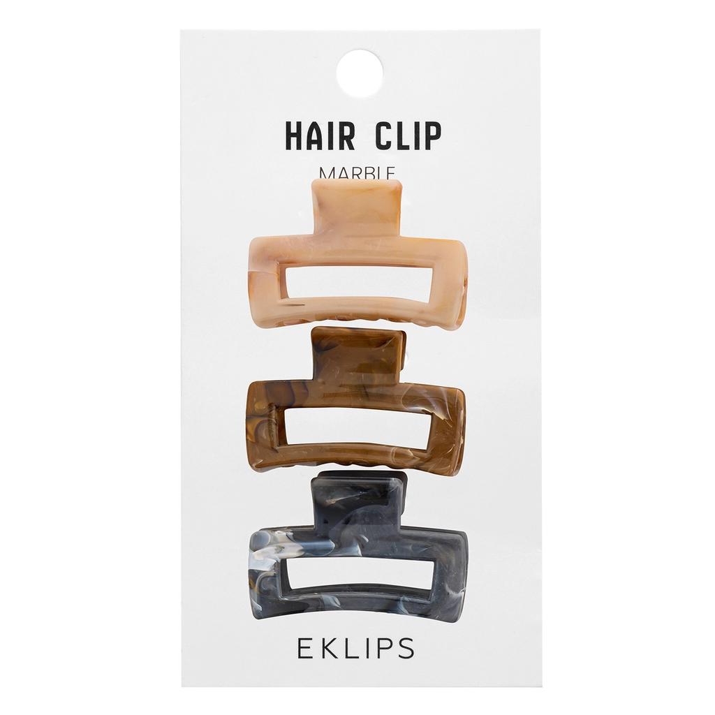 Eklips Marble Rectangular Hair Clips Chic Trio Pack