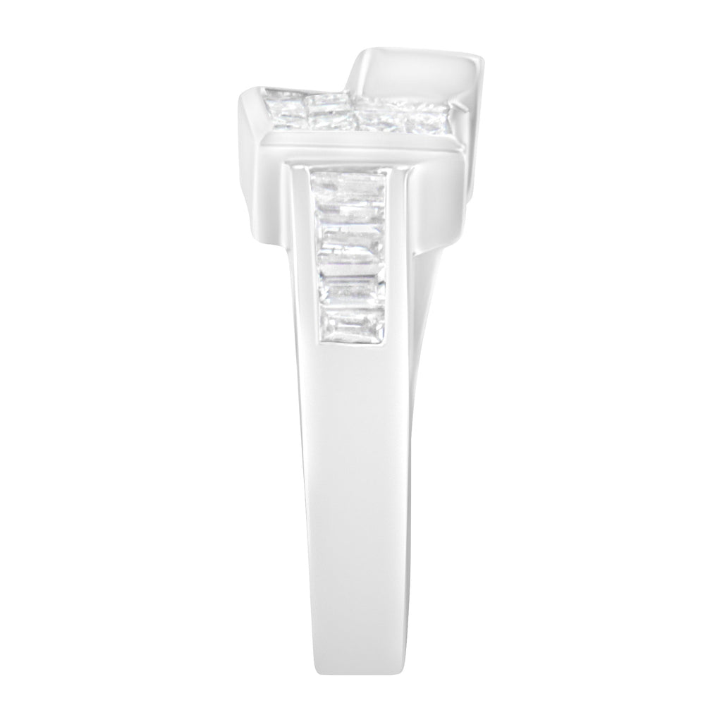 14K White Gold Princess and Baguette-cut Diamond Ring (1 1/3 Cttw, G-H Color, SI2-I1 Clarity) - Size 6-3/4