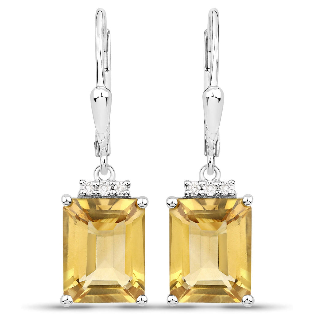 5.63 Carat Genuine Citrine and White Topaz .925 Sterling Silver Earrings
