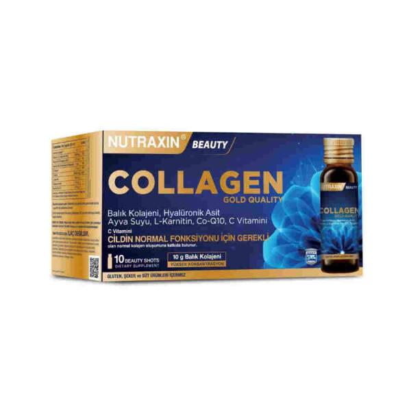 Nutraxin Beauty Collagen Supplement - Anti-Aging Beauty Drink with Hyaluronic Acid & Vitamin C - 10x50ml