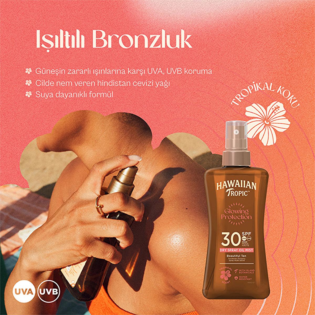 Hawaiian Tropic SPF 30 Dry Spray Sunscreen Oil: Glowing Protection, Vegan, Tropical Scent - UVA/UVB Broad Spectrum - 6.76 fl oz