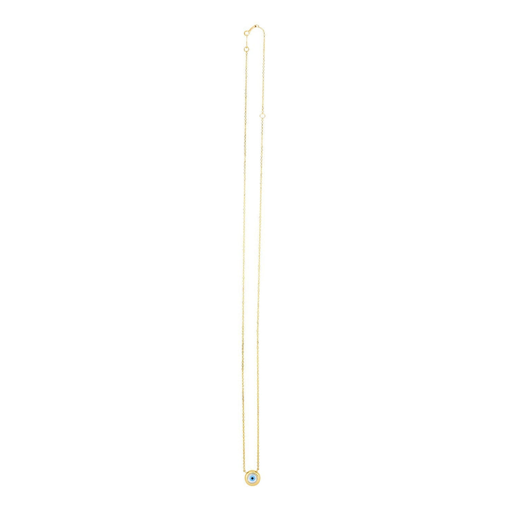 14k Yellow Gold Pearl Evil Eye Necklace