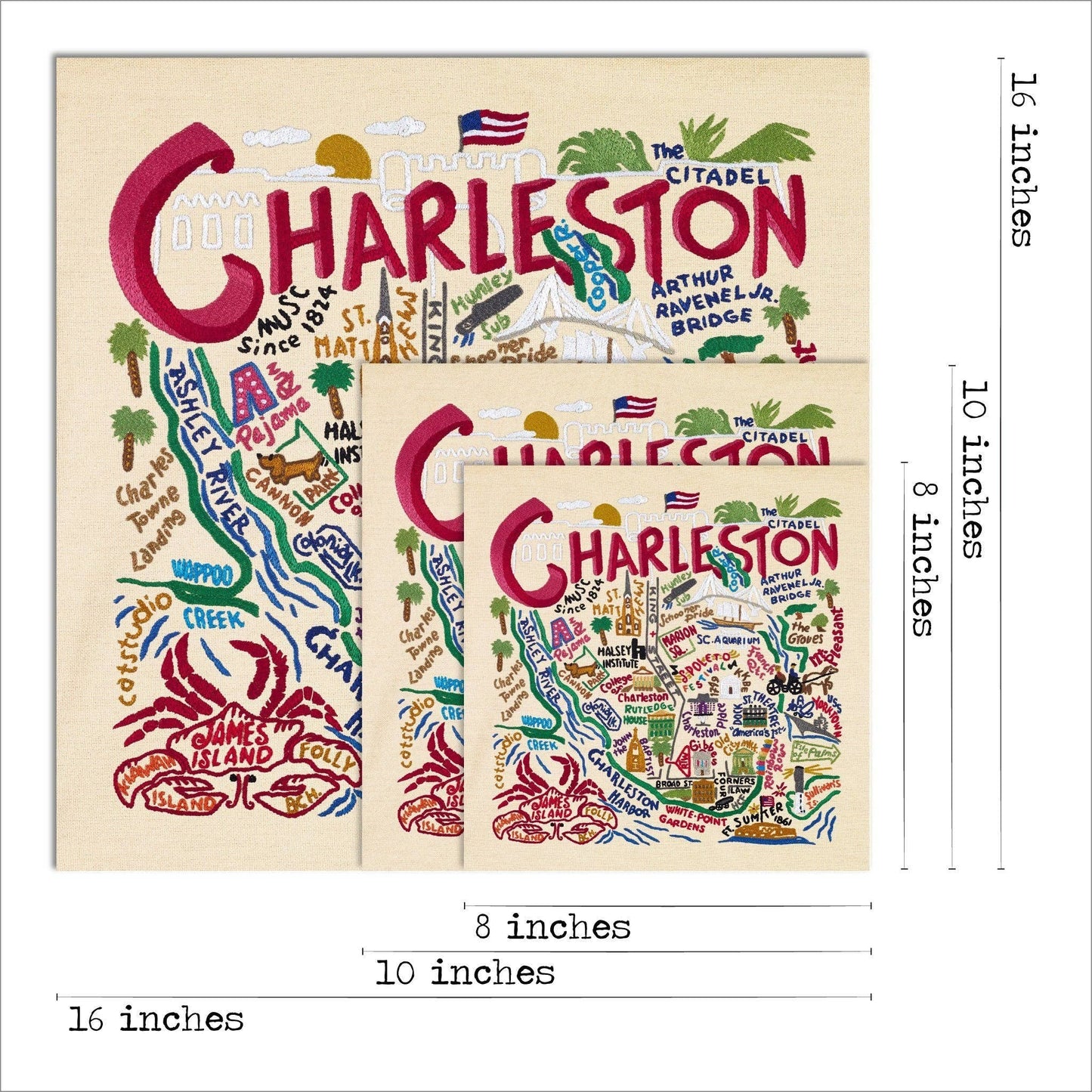 catstudio - Charleston Map Fine Art Print: 8"x8"