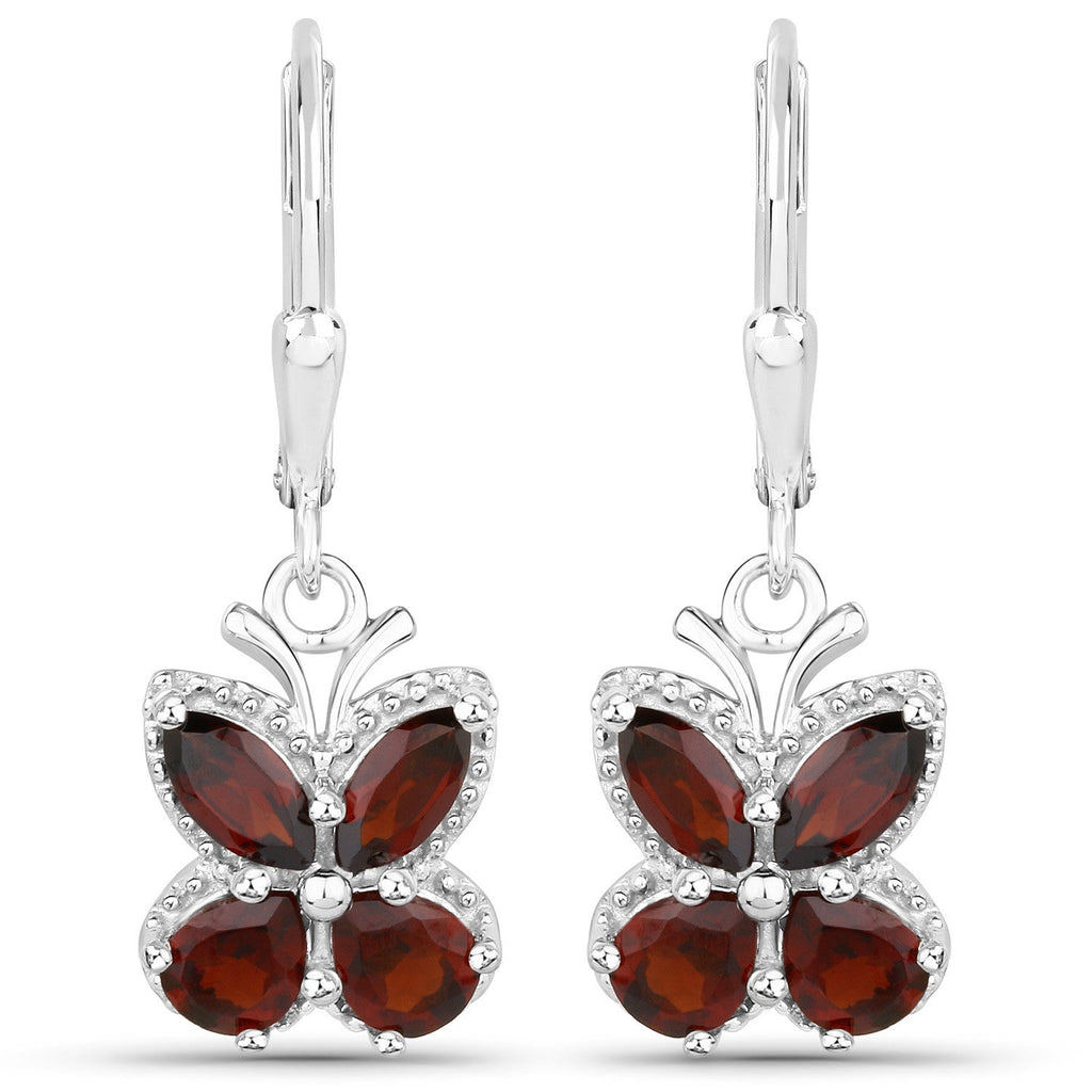 2.60 Carat Genuine Garnet .925 Sterling Silver Earrings