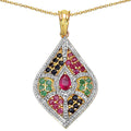 1.77 Carat Genuine Multi Stones .925 Sterling Silver Pendant