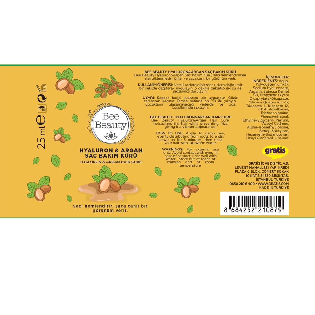 Bee Beauty Hyaluron & Argan Hair Care Mask for Hydration 25 ml