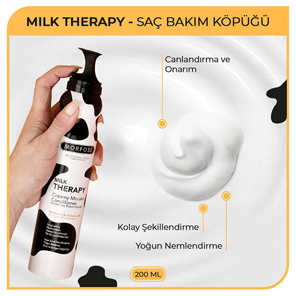 Morfose Milk Therapy Hair Foam - Nourishing & Repairing Hair Care for Dry & Damaged Hair