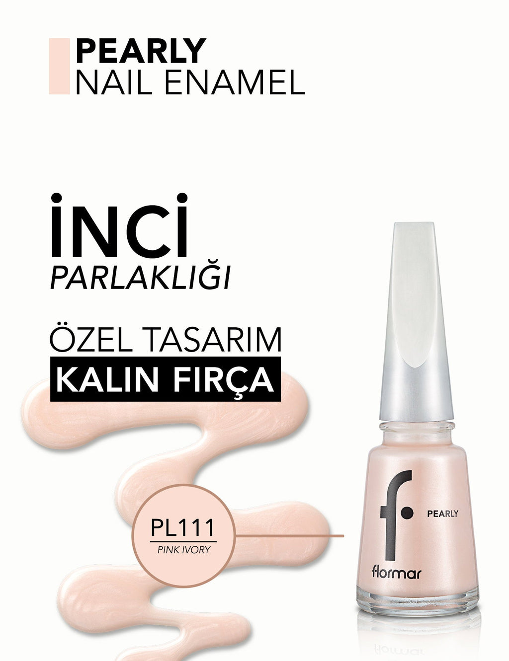 Flormar Pearly Nail Enamel Pearlescent Glossy Finish 11ml