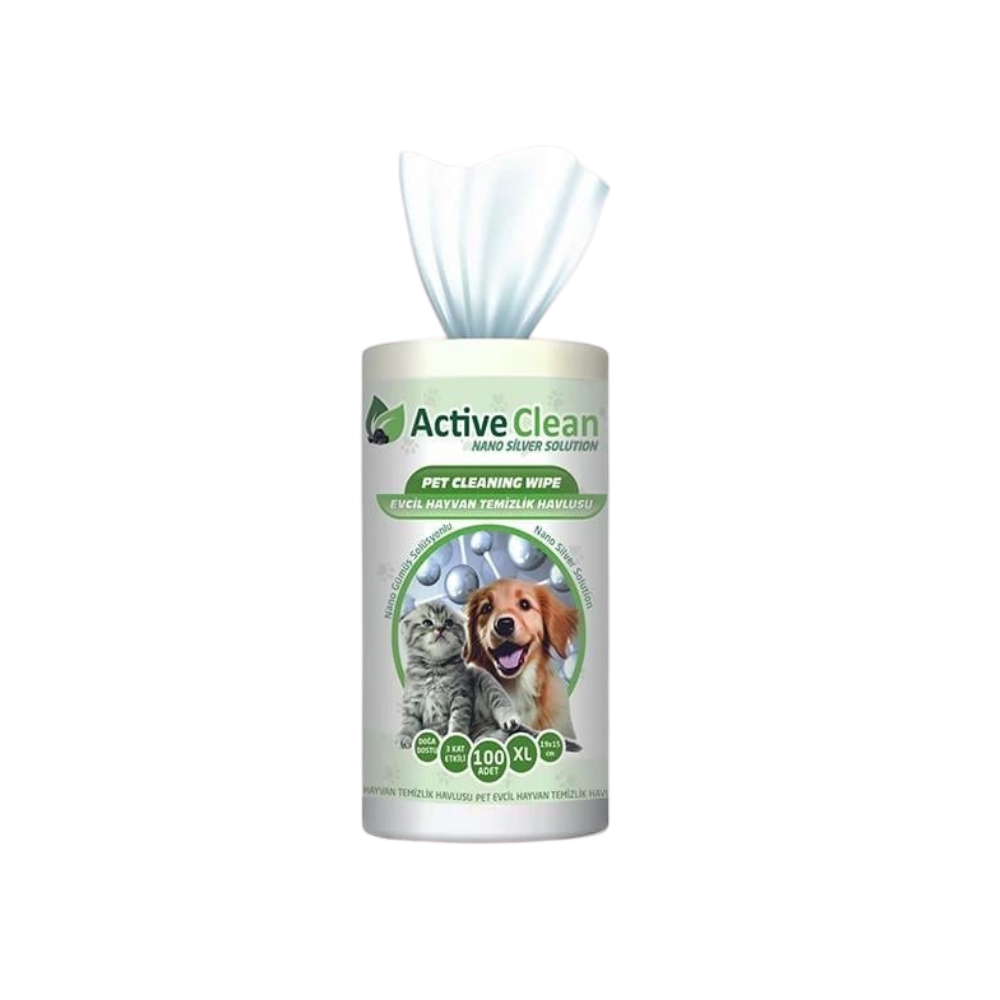 Active Clean Nano Silver Pet Cleaning Wipes for Paws & Fur 100ct
