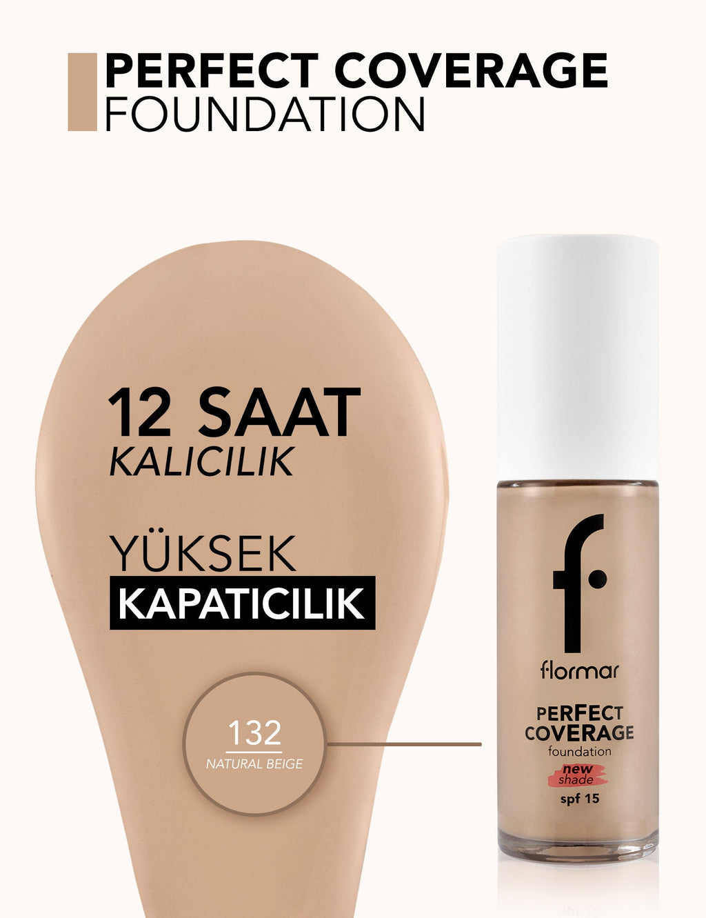 Flormar Perfect Coverage High Pigment SPF15 Foundation 30ml