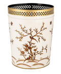 The Enchanted Home - Ivory & Gold Pierced Round Wastepaper Basket