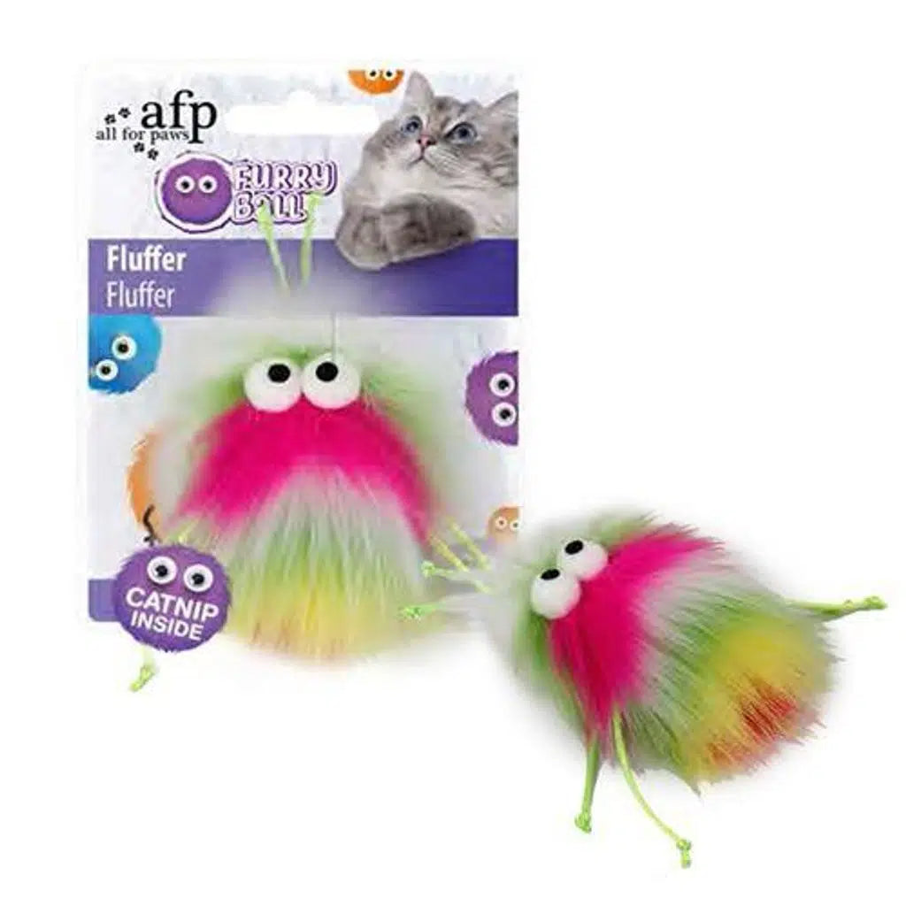 Afp Furry Ball Fluffer Catnip Toy for Cats Pink 15x8x3.5cm