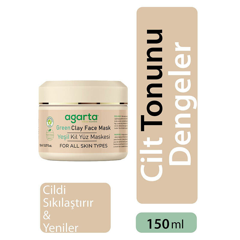 Agarta Natural Green Clay Face Mask with Tea Tree 150 ml