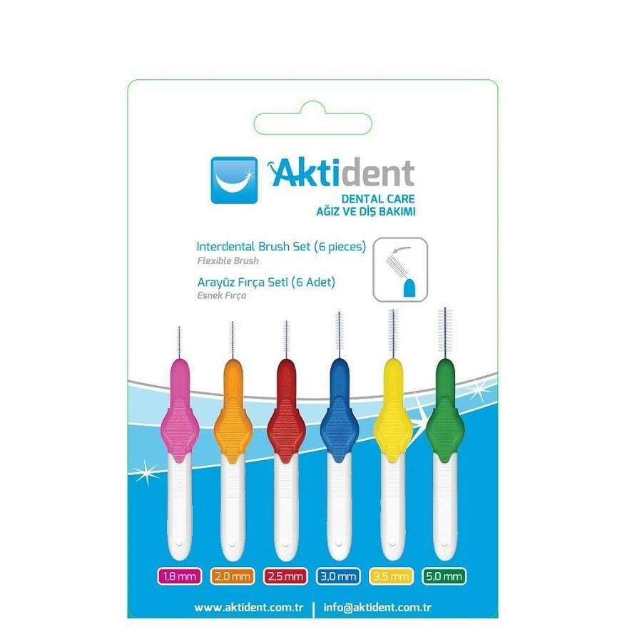 Aktident Interdental Brush Mixed Set for Deep Cleaning 6 Pieces