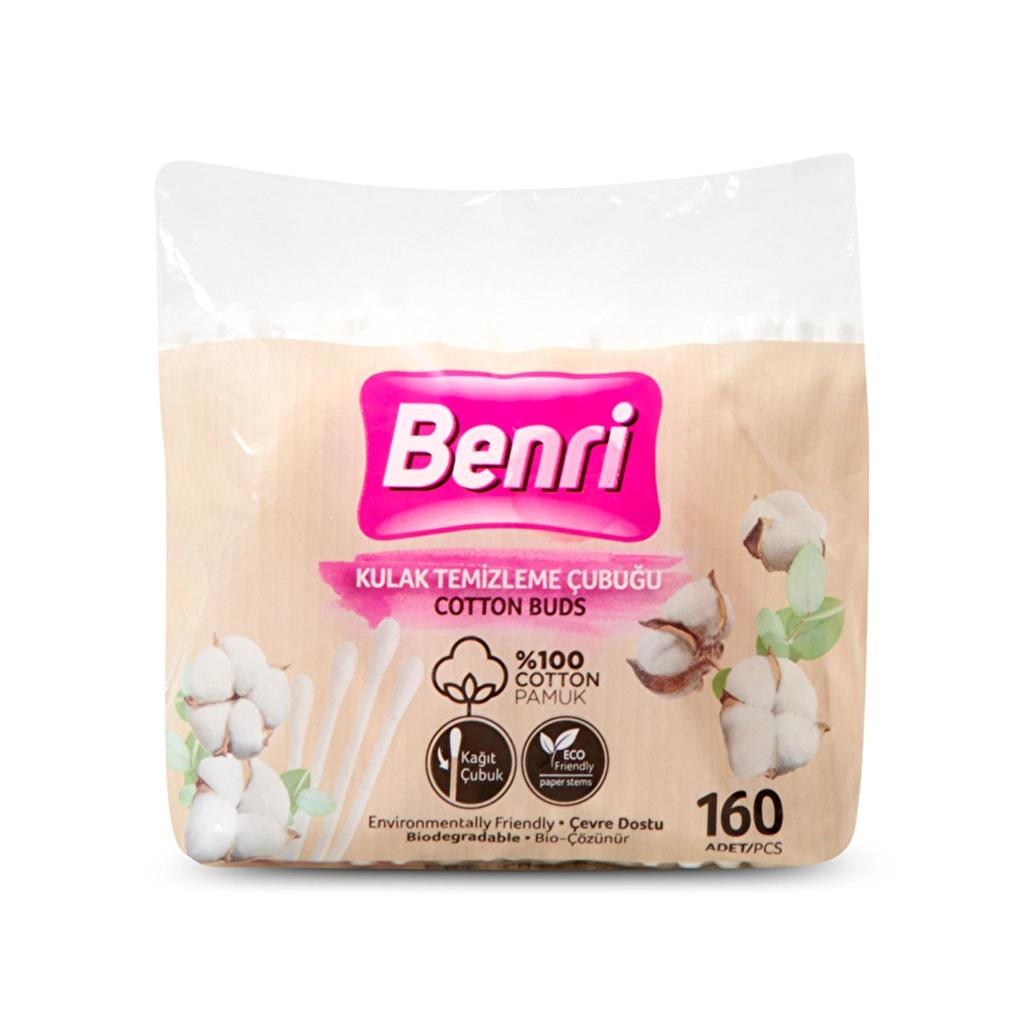 Benri Cotton Buds in Bag for Gentle Daily Care 160 Count