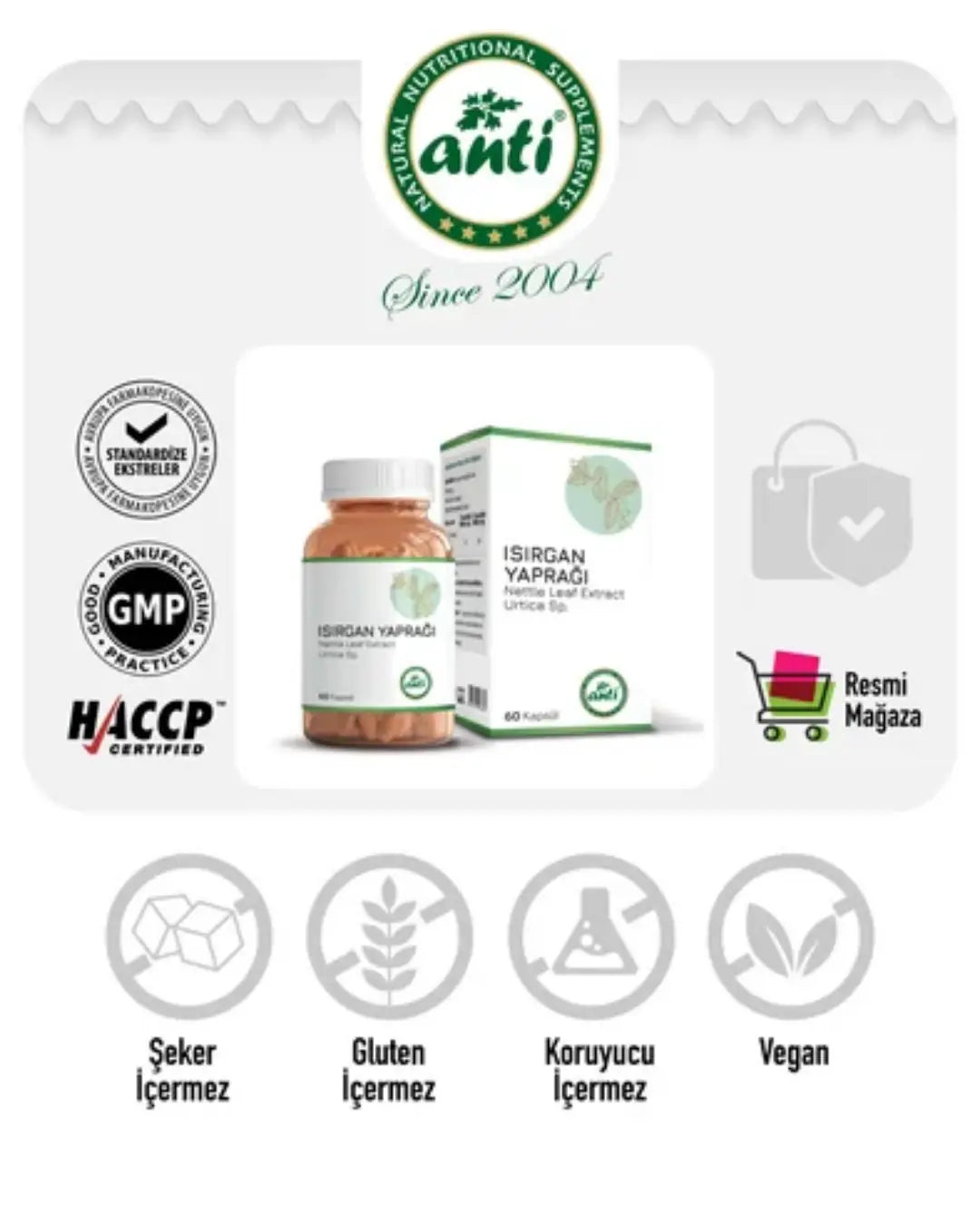 Anti Nettle Leaf Extract Dietary Supplement 60 Capsules