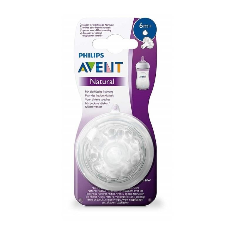 Avent Natural Y-Cut Baby Bottle Nipple for 6m+ 2-Pack