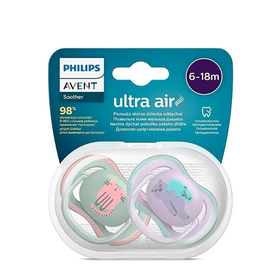 Avent Ultra Air Nighttime Pacifiers for Girls 6-18m 2-Pack