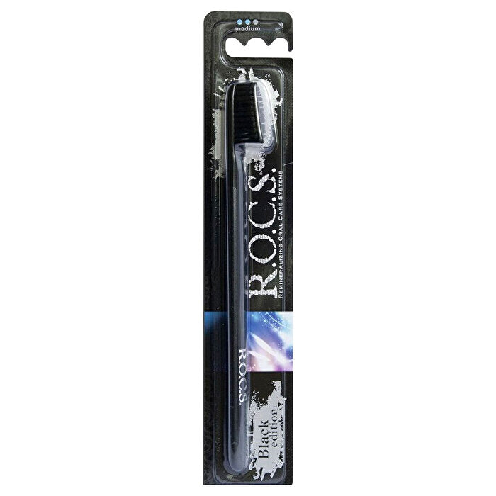 Rocs Black Edition Toothbrush Medium - Effective Plaque Removal | Premium
