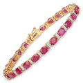7.76 Carat Genuine Ruby and White Diamond 14K Yellow Gold Bracelet