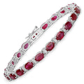 11.67 Carat Genuine Ruby and White Diamond 14K White Gold Bracelet