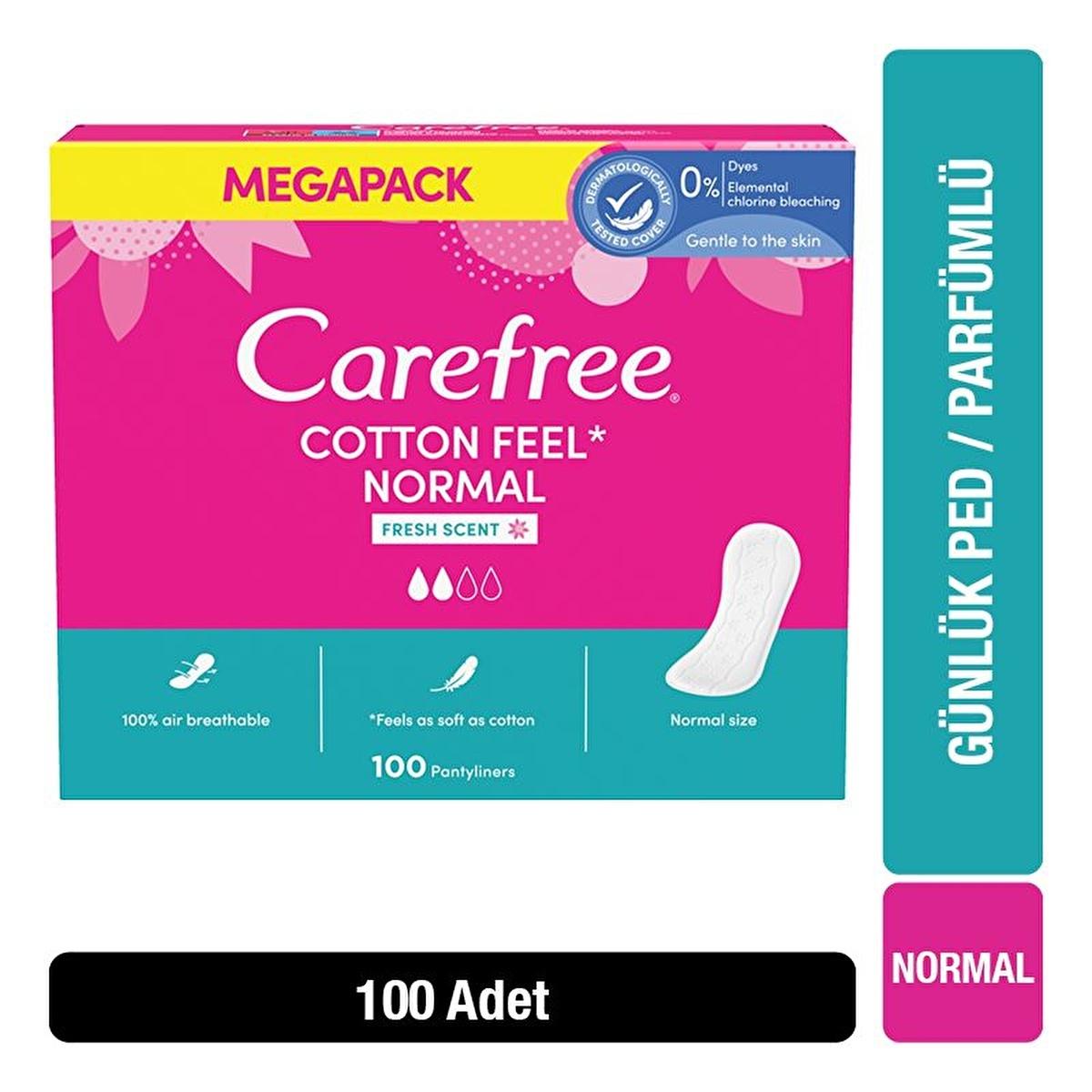 Carefree Cotton Feel Perfumed Panty Liners - 100 Count - Daily Comfort, Freshness, and Discreet Protection