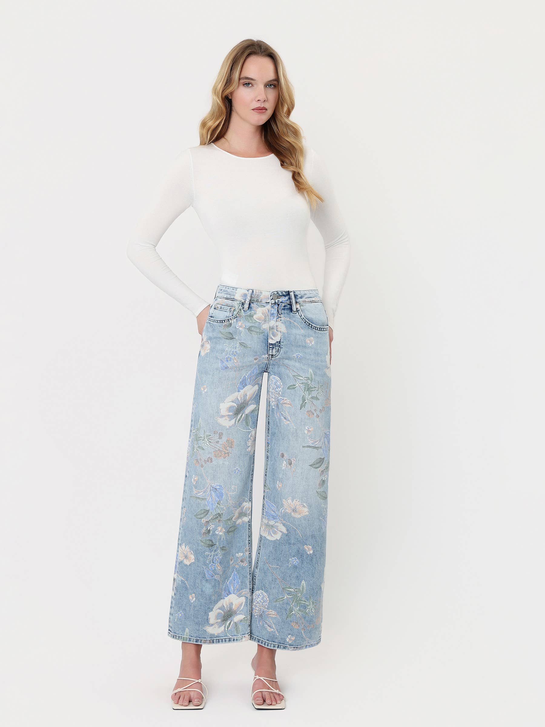 Lucy High Rise Floral Vintage Wide Jeans