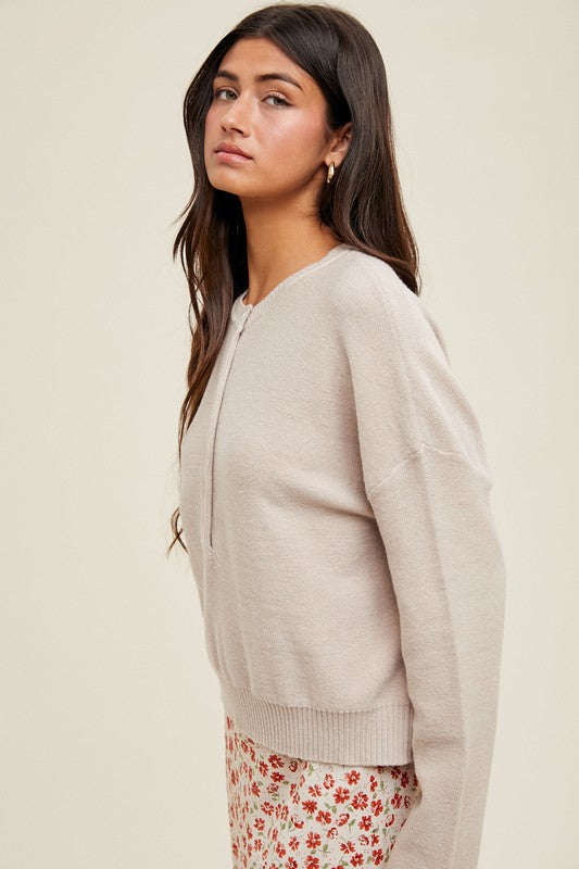 Henley Button-up Sweater: Shell
