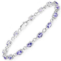 3.12 Carat Genuine Tanzanite .925 Sterling Silver Bracelet