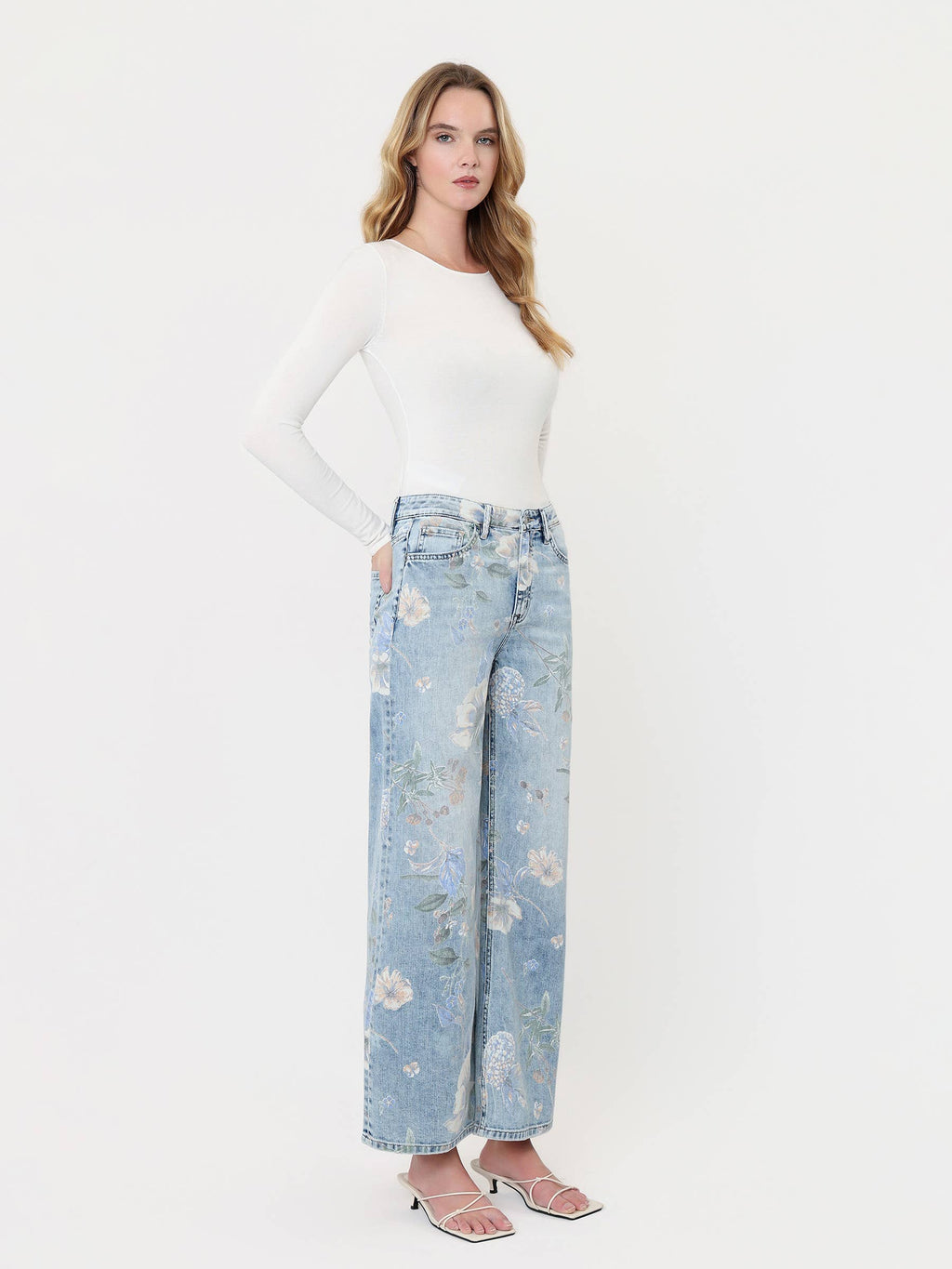 Lucy High Rise Floral Vintage Wide Jeans